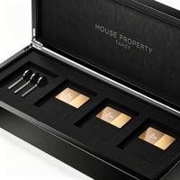 Boîte à clés de remise de titre de propriété en bois noir brillant, avec découpe personnalisée en mousse, pour clés de maison, cartes d'accès, pour promoteurs immobiliers de luxe