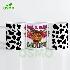 Just A Little Moody - Highland cow-Osmo, оптовая продажа, 11 унций, 15 унций, кружка для кофе, Упаковочная упаковка для кружки, УФ DTF