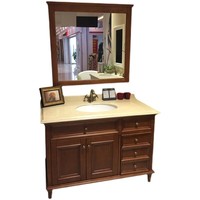 Meubles de salle de bain de luxe personnalisables en bois massif, design européen, étanches, avec armoire à pharmacie et éclairage LED tactile