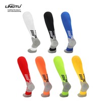 Chaussettes de sport personnalisées professionnelles en coton épais, motif jacquard brodé, antidérapantes, à tube haut, couleur unie, pour le tennis