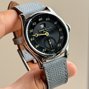 นาฬิกาข้อมือผู้ชาย Sapphire Crystal NEW Pierre Paulin Jumping Hour หน้าปัดสีแซลมอน ระบบอัตโนมัติ St17 นาฬิกาจักรกลวินเทจ พร้อมหน้าต่างแสดงวันที่ - Product Image 2