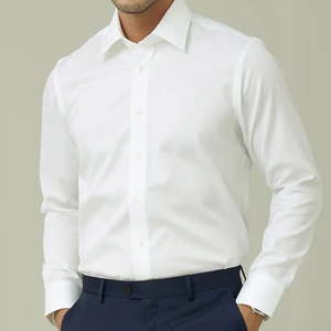 Camisas de Vestir Formales de <span class=keywords><strong>Manga</strong></span> <span class=keywords><strong>Larga</strong></span> con Botones y Cuello Camisero de Poliéster/Algodón Antiarrugas para Hombre, Gran Venta - Product Image 1