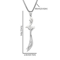 Pendentif Collier Perle Acier Inoxydable Islamique Musulman Zulfikar Imam pour Ali Épée Diamant Chaîne Serpent pour Cadeau Homme Pendentif