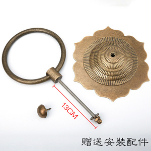 Dingcheng <b>Copper</b> Cabinet <b>Door</b> Handle 10.8cm 14.8cm 15.3cm Retro Style Round Pull <b>Knob</b> For Furniture Drawer - Product Image 4