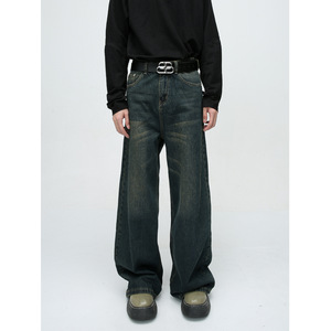 Vêtements pour hommes |   Nouvelle Collection Automne <span class=keywords><strong>2023</strong></span> : Jean en Denim Coupe Bootcut Léger Taille Mi-Haute Style Américain Vintage Délavé <span class=keywords><strong>Tendance</strong></span> - Product Image 1