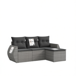 Ensemble de canapés de jardin gris en rotin 3 places, résistant aux intempéries, mobilier d'extérieur au design contemporain - Product Image 1