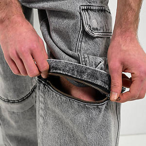 Jeans personnalisables de haute qualité en denim cargo pour hommes Short convertible avec fermeture éclair pour garçon <span class=keywords><strong>Pantalon</strong></span> cargo respirant pour hommes - Product Image 3