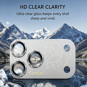 Pellicola Protettiva per Obiettivo Fotocamera Zodiacale Gemelli per iPhone 17 Pro 17 Pro Max in Lega di Alluminio AR Anti-Riflesso Anti-Graffio, Regalo di Compleanno - Product Image 1