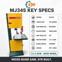 STR Heavy Duty MJ345B Scie à ruban à bois efficace Machine à scie à ruban verticale pour le travail du bois