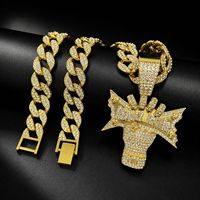 Collier pendentif unisexe en alliage plaqué or 18 carats, serti de zircons, motif géométrique, lettre, style hip-hop