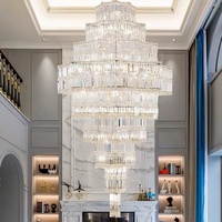 Lustre moderne en cristal de luxe, luminaire suspendu pour salon, idéal pour les espaces à double hauteur