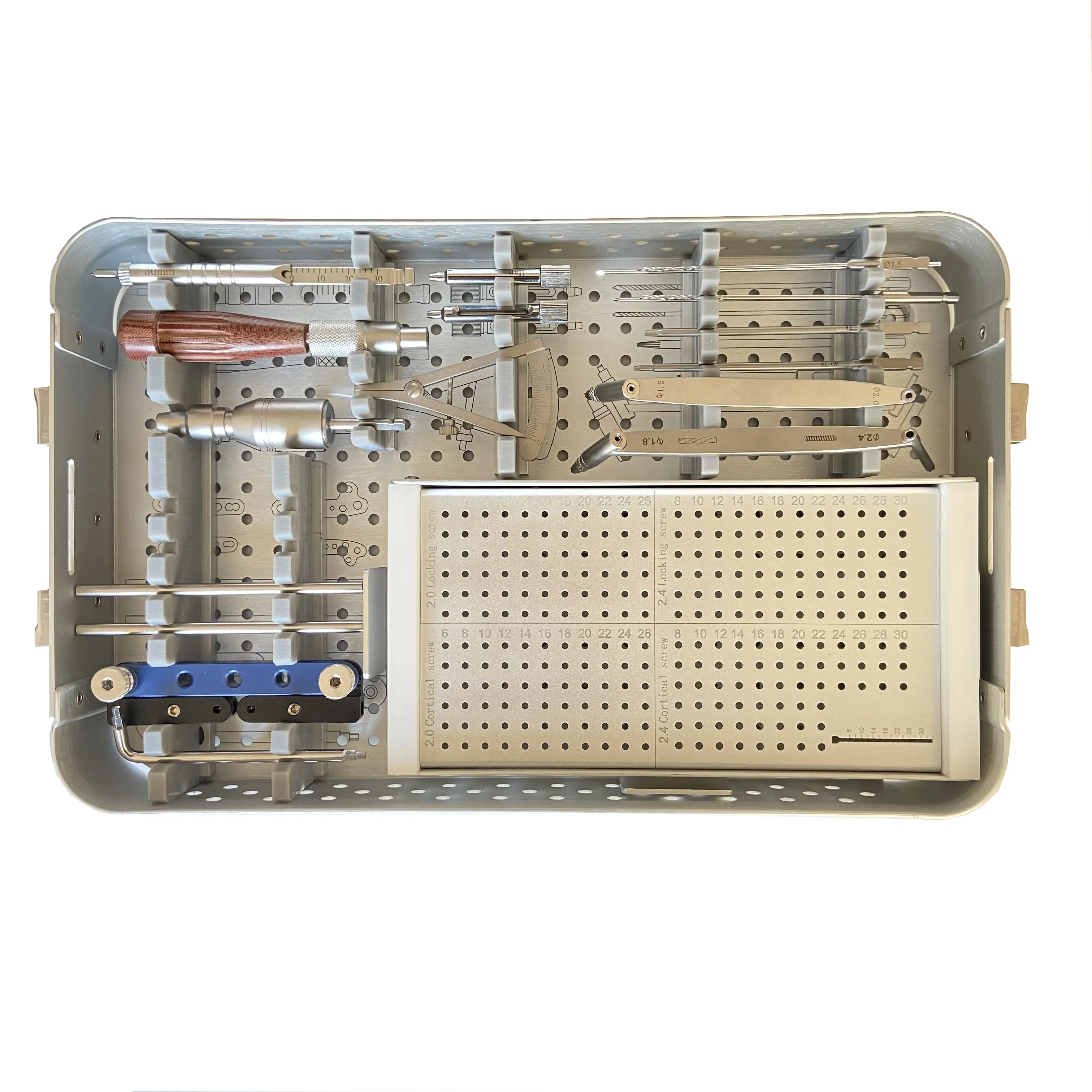 Kit de traumatologie d'instruments orthopédiques vétérinaires 2.4 2.7 et 3.5mm ensemble d'instruments de vis et de plaque de verrouillage d'os Tplo pour la chirurgie animale