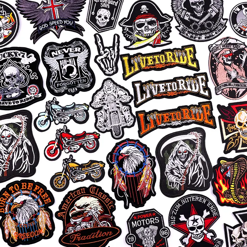 Motorcycle Biker Embroidery Iron On Patches Custom Personality Patch For Clothes Jeans Wholesale