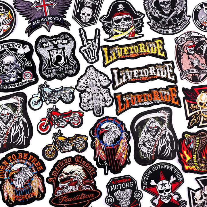 Motorcycle Biker Embroidery Iron on Patches Customizable