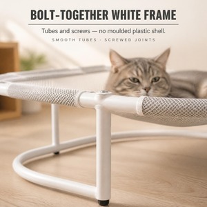 Lit pour animaux de compagnie, hamac pour chat avec balles en fourrure, cadre en métal, maille surélevée pour chatons, petits chats, jeu en intérieur - Product Image 6