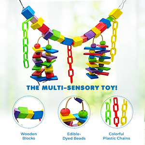 Jouets à mâcher pour oiseaux en bois naturel, blocs pour animaux de compagnie, jouets pour perroquets, jouets à mordre pour oiseaux en cage - Product Image 4
