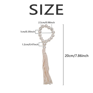 Anneaux de serviette créatifs faits à la main avec perles et pompons, design contemporain, écologiques, durables, pour fêtes, Noël, restaurants - Product Image 4