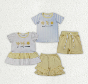 Conjuntos de ropa corta para bebés, niños y niñas, de manga corta, You are My Sunshine Top - Product Image 4