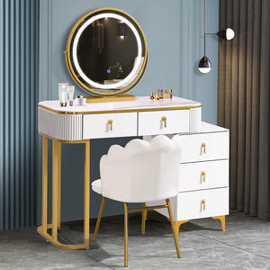 Meuble de dressing moderne pour <span class=keywords><strong>femme</strong></span>, commode à tiroirs, coiffeuse en bois avec rangement et miroir LED à vendre - Product Image 1