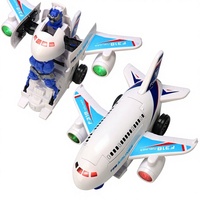 Avion en plastique électrique transformable avec musique et lumière, robot automatique omnidirectionnel, jouet pour enfants, utilisation en intérieur, vidéo FHD 1080p