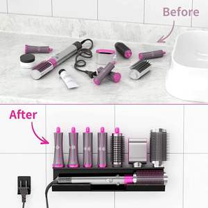 Multifuncional Airwrap Styler Soporte de montaje en pared Rectangular Acrílico Soporte de almacenamiento Estante Organizador de cables Plancha para rizar el cabello - Product Image 3