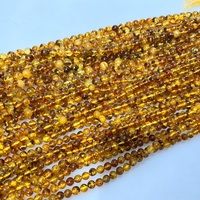 Perles d'ambre naturel piebald 6-10mm, perles rondes en vrac, perles en pierre d'ambre véritable pour la fabrication de bijoux, bracelets, colliers, DIY