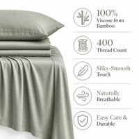 Parure de lit en bambou certifiée Oeko-Tex 100% Lyocell de bambou 400T, 4 pièces, drap-housse tissé, ensemble de literie en bambou pour lit Queen et King