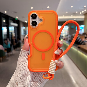 เคสโทรศัพท์แม่เหล็กสำหรับ <span class=keywords><strong>iPhone</strong></span> 17/16/15/14/13 <span class=keywords><strong>Pro</strong></span> <span class=keywords><strong>Max</strong></span>/Air/Plus พร้อมสายคล้องมือ ป้องกันแรงกระแทก ผิวด้าน ป้องกันการตกหล่น - Product Image 1