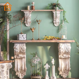 Retro Thiết Kế Đồ Nội Thất Nhà Bên Bảng Điều Khiển Lối Vào Hành Lang Gỗ Giao Diện Điều Khiển Bảng Với Trắng Khắc Cơ Sở - Product Image 1