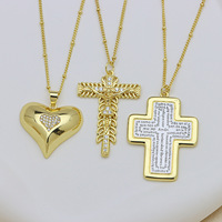 Pendentif Breloque Cœur Croix Bicolore Plaqué Zircon pour Femme et Homme – Bijou de Luxe Tendance