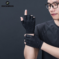 Sarung tangan bersepeda pria wanita, penutup jari setengah elastis Anti Slip & bernafas desain olahraga dapat disesuaikan Aksesori Sepeda Musim Panas