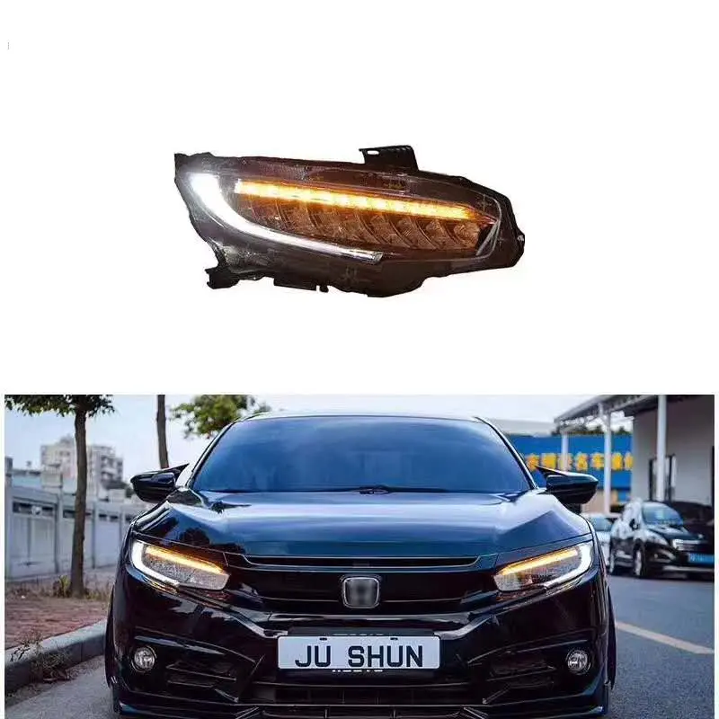 Projecteurs LED pour Honda Civic avant de 10ème génération, lampes avant de voiture, modifiée, 2016 — 2020