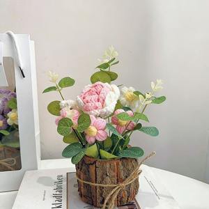 Plantes en pot finies sur mesure, Tournesols tricotés en pot pour la Fête des Enseignants, Fleurs artificielles, Fleurs au crochet pour la remise des diplômes - Product Image 6