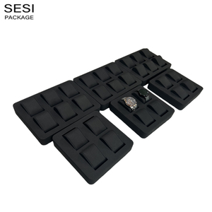 Tùy chỉnh hàng đầu đồng hồ hiển thị đứng màu đen chải đồng hồ hiển thị khay cửa sổ đạo cụ microfibra đồng hồ hiển thị đặt Showcase - Product Image 3