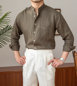 Camicia da <span class=keywords><strong>uomo</strong></span> casual in cotone e <span class=keywords><strong>lino</strong></span> a maniche lunghe Shinesia, camicia oversize da <span class=keywords><strong>uomo</strong></span> in puro <span class=keywords><strong>lino</strong></span> 100% - Product Image 3