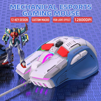 Souris mécanique filaire G6, programmation macro, souris de jeu éclairée par RGB, pour droitiers, 12 boutons, PC, Esports, Battle Royale