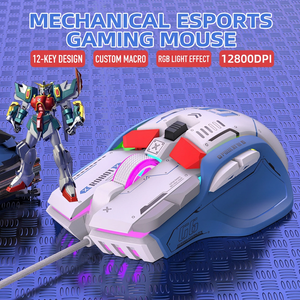 Ratón mecánico con cable G6, programación de macros, ratón iluminado RGB para juegos para PC Esports, juegos Battle Royale y Counter-Strike - Product Image 3