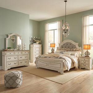 Handmade Midcentury Traditional <b>Queen</b> Solid Wood Platform <b>Bed</b> with Durable Antique Finish for Bedroom Set & Home Furniture - Product Image 1