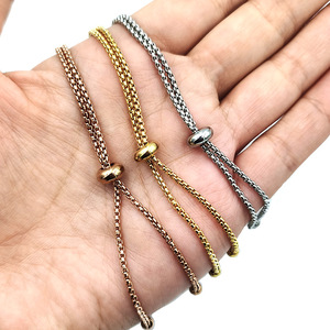 Stainless Steel Beaded <b>Bracelet</b> Chain <b>Adjustable</b> Pearl Rope DIY Jewelry Findings Gold Rose Gold Black Color Spring 2025 - Product Image 3