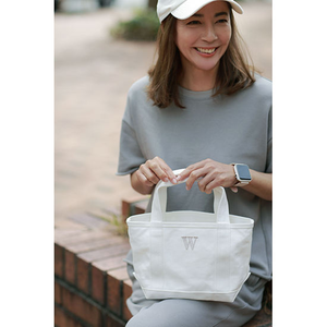 Custom Embroidery Logo <strong>Small</strong> Beige <strong>White</strong> Women Reinforced Handle Cotton Canvas Shopping Tote <strong>Bag</strong> - Product Image 6