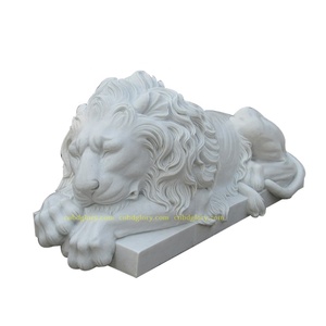 Venta al por mayor tamaño de <span class=keywords><strong>la</strong></span> vida de mármol blanco durmiendo estatua de León - Product Image 5