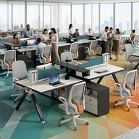 Poste de travail modulaire simple et moderne sur mesure, directement de l'usine, pour 4 ou 6 personnes, mobilier de bureau pour espace de travail ouvert