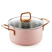 Marmite en acier inoxydable rose de 20 cm avec poignée or rose pour la restauration moderne, fourniture d'ustensiles de cuisine OEM ODM