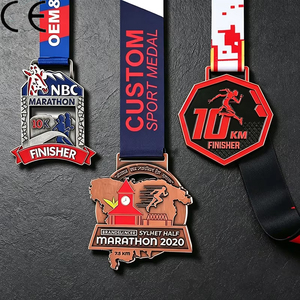 Fabricant de médailles de course en alliage de zinc OEM, médailles de sport personnalisées 3D, médailles de marathon personnalisées avec ruban - Product Image 1