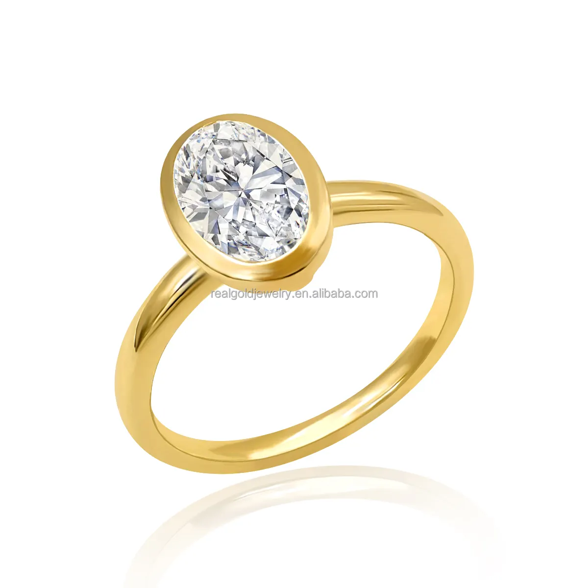 Ingrosso Design unico stile semplice gioiello Au585 14k Soild oro giallo Moissanite anello in oro genuino anello in oro vendita calda