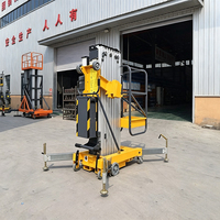 Plateforme de travail aérien verticale hydraulique à mât unique, capacité de charge 120-150 kg, avec roues de transport auxiliaires, pour l'entretien intérieur