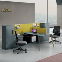 Meubles de bureau modernes pour 2 personnes, cloison de travail durable pour ordinateur portable, poste de travail de bureau avec armoire de rangement partagée