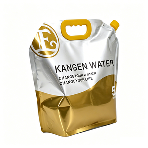 Sacs pliables en gros sans BPA de 5 litres pour eau Kangen dorée, pochette à bec verseur pour eau alcaline avec buse - Product Image 3