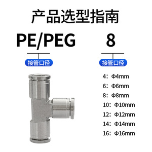 Connecteur rapide pneumatique en acier inoxydable 304, raccord en T PE PEG, résistant aux hautes pressions - Product Image 5