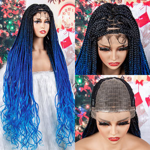 Peluca de Trenzas Box Braid con Frente de Encaje <span class=keywords><strong>Jennifer</strong></span>, con Puntas Rizadas, Diferentes Colores, Pelucas Trenzadas con Ondas Sueltas Rizadas Francesas en Existencia - Product Image 3